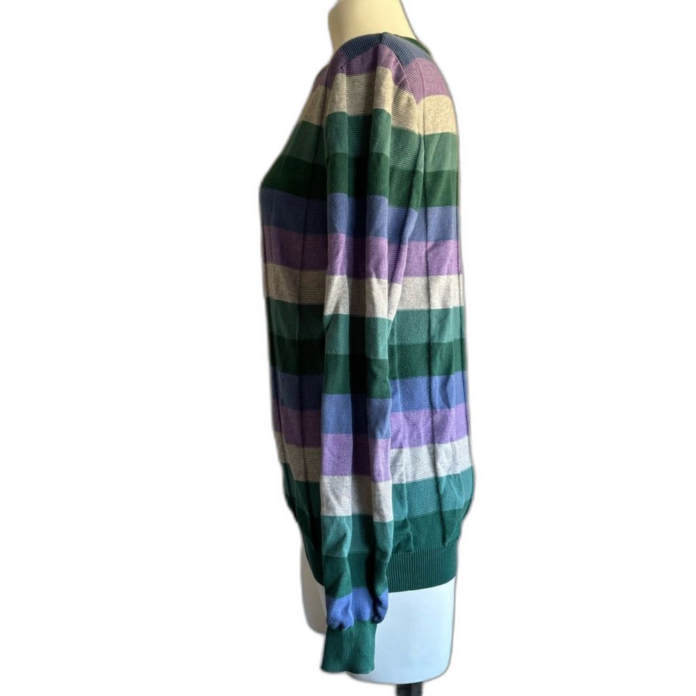 Vintage Castri Men’s Italian Sweater Cotton Striped Green Purple M - Picture 3 of 10